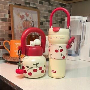 Cherry Themed Kettle and Thermos Set